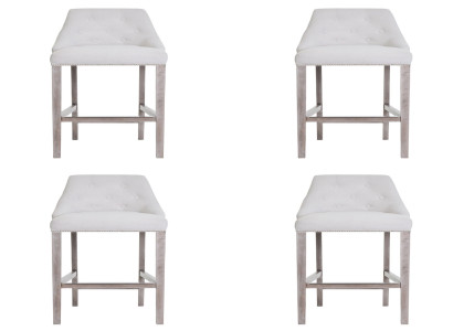 4x Bar Stool Bar Stool Counter Chair Set Chairs Upholstery Chesterfield Design Style